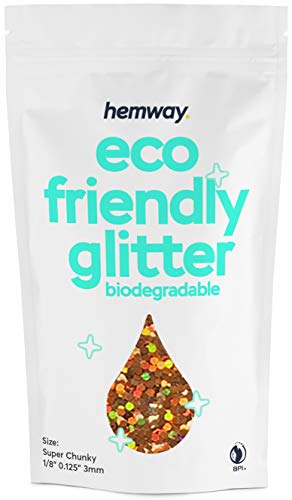 Hemway Biodegradable Glitter Eco Friendly - 100g/3.5oz Bio Cosmetic Safe Sparkle Vegan for Face Eyeshadow Body Hair Festival Makeup Craft - Super Chunky (1/8" 0.125" 3mm) - Copper Holographic