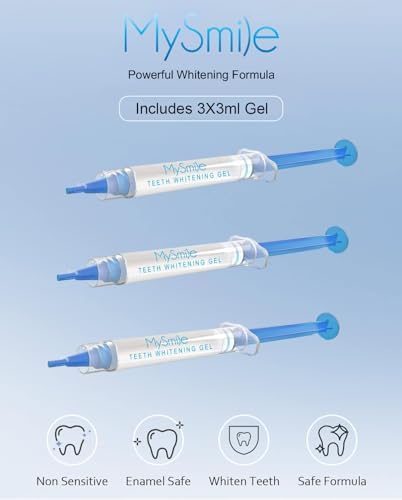 MySmile Teeth Whitening Gel Pen Refill Pack, 3 Non-Sensitive Teeth Whitening Pen, Deluxe Teeth Whitener Dental Grade Tooth Whitening Gel with Carbamide Peroxide for Home, 10 min Fast Result
