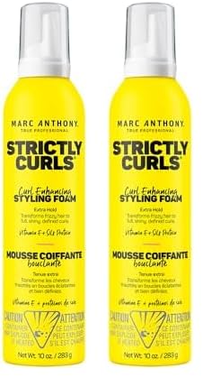 Marc Anthony Strictly Curl Enhancing Styling Foam, Extra Hold - Vitamin E & Silk Proteins Transforms Frizzy Hair to Full, Shiny, Defined Curls - Sulfate-Free Anti-Frizz Mousse Product (Pack of 2)