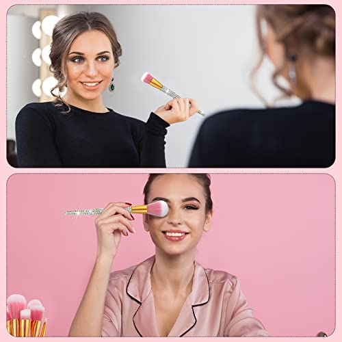 13 Pieces Rhinestone Makeup Brushes Set Bling Crystal Professional Face Cosmetics Blending Liquid Foundation Powder Concealer Eye Shadows Make up Beauty Tool Glitter with Holder (Silver)