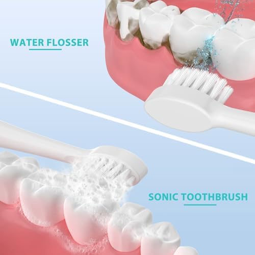 Replacement Brush Heads for Waterpik Sonic Fusion 2.0 - Flossing Toothbrush Head for Water pik with Color-Coded Rings & Hygienic Caps - 3 Pack White Soft Bristles