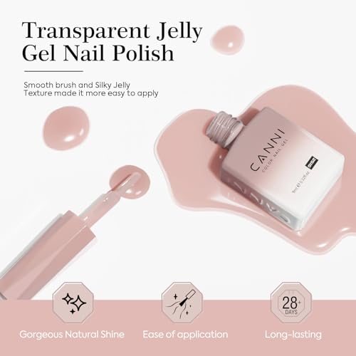CANNI 6 Colors 9 Ml Sheer Jelly Pink Gel Nail Polish Set- Neutral Transparent Pink Colors Gel Polish Kit, Soak Off LED Nail Gel Manicure Kit DIY at Home Salon Gifts