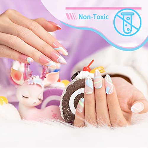 RARJSM Nail Art Gel Liner Painting Polish Set,12 Pastel Colors Spring Summer Collection,Painted Gel Nail Polish Set Build in Thin Brush Soak Off Curing Requires Salon DIY Nail Design Line Art 8ML