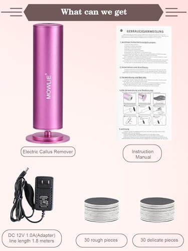 Electric Foot Callus Remover for Feet - Heavy Duty Pedicure Tool w/ 60 Grinding Discs | FSA/HSA Eligible Dead Skin Remover (Pink)