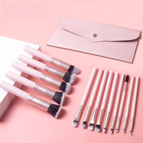 25Pcs Makeup Brush Sets with Wristbands and Headband, Including 14Pcs Makeup Brushes, 3Pcs Blender Sponge, 4Pcs Powder Puffs, Multi-functional Makeup Tool Set for Women and Girls (Pink)