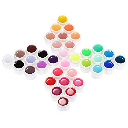Anself 36 Colors Nail Art Polish, Gel Paint Nail Kit, Gel Paint for Nails Art with 1 Nail Brush for Nails DIY Nail Art Design