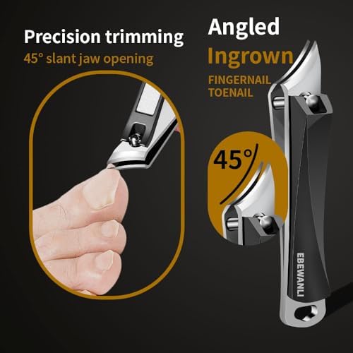 Slanted Nail Clipper Set, Ingrown Nail Clippers and 360 Degree Rotating Toe Nail Clippers for Thick Nails for Seniors, Stainless Steel Curved Angled Nail Clipper for Men, Women