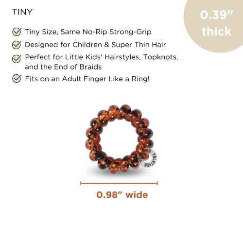 TELETIES - Tiny Spiral Hair Coils - For Kids & Super Thin Hair - Mini Phone Cord Ponytail Holder for Braid Ends - Strong Grip, No Rip, Water Resistant, No Crease - Tiny 5 pack - Tortoise