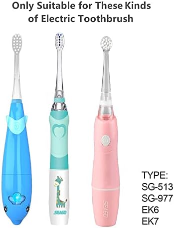 SEAGO Toothbrush Replacement Heads - SG977 SG513 - SEAGO Kids Toothbrushes Heads for Toddlers - Compatible with seago Electric Toothbrushes Kids (White, 8-Pack)