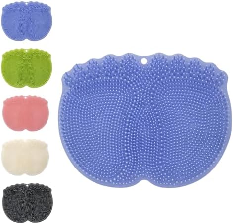 Foot Scrubber in Shower, 2025 New Shower Back Scrubber Massage Pad, Silicone Foot Scrubbers for Bathroom, Back Washer for Men and Women (Blue)