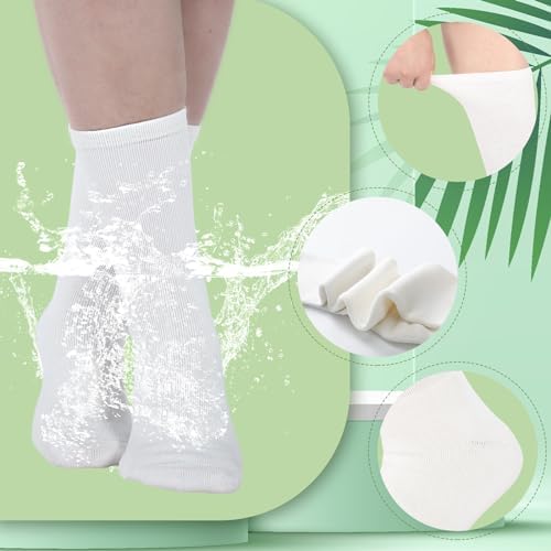 4 Pairs Cotton Soft Eczema Socks White Hydrating Moisturizing Therapy Cotton Socks Eczema Relief for Adult Wet Wrap Non Itch Soft Feet Treatment