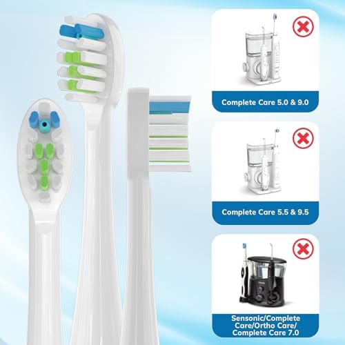 6 Pack Replacement Replacement Brush Heads for Waterpik Sonic Fusion Flossing Toothbrush Compatible with Sonic Fusion SF01/SF02 and Sonic Fusion 2.0 SF03/SF04- White with Caps