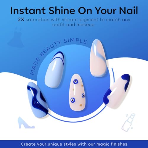 modelones Blue Gel Nail Polish Set 6 Colors, Royal Blue Sky Blue Glitter Navy Blue Nail Gel Polish Kit Light to Dark Shades Soak Off Pastel Spring Nail Art Gel Salon DIY Manicure Gift for Women Girl