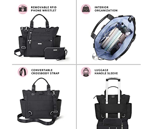 Baggallini Womens 3-in-1 Convertible Backpack With RFID Phone Wristlet, Black, One Size US