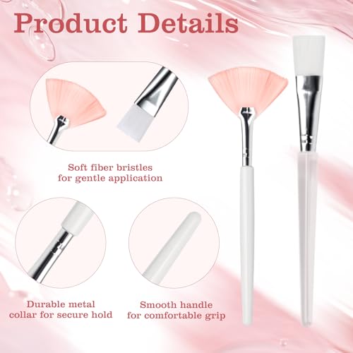 24Pcs Esthetician Supplies for Facials Set - Face Mask Applicator Brushes Tools, 8 Rose Gold Facial Bowls, 8 Fan Mask Brushes, 8 Flat Brushes, Spa Party Favor Esthetician Supplies for Mask DIY