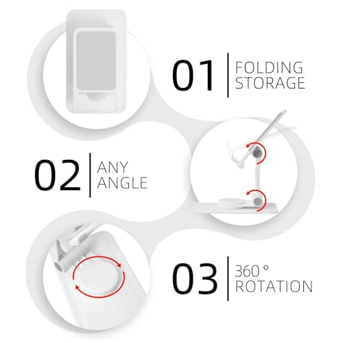 Tropical Leaf Cell Phone Stand 360° Adjustable Desktop Phone Holder Cradle Compatible With Most Mobile Phones White