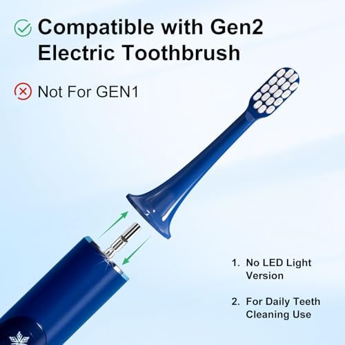 Toothbrush Replacement Heads Compatible with Snow Gen2 Electric Toothbrush,No LED Whitening,with Dust Cover,5 Pack (Polar Blue, Medium)