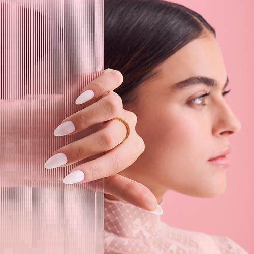 KISS Gel Fantasy Allure Press On Nails Almond Shape, 'Space', Pink, Medium Length, Ready to Wear, Pink Glue (2g), Cuticle Stick, & Mini File, 28 Count