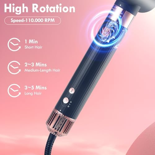 6 in 1 Air Styling Hair Styler, NDLT High Concentration of Negative Ions Hair Dryer, Blow Dryer Brush, Straightening Brush, Curling lron, Round Brush for Fast Drying Curling Straightening & Smoothing