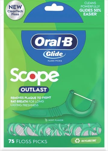 Oral-B Complete Glide Floss Picks, Scope Outlast, 75-ct (Pack of 2)