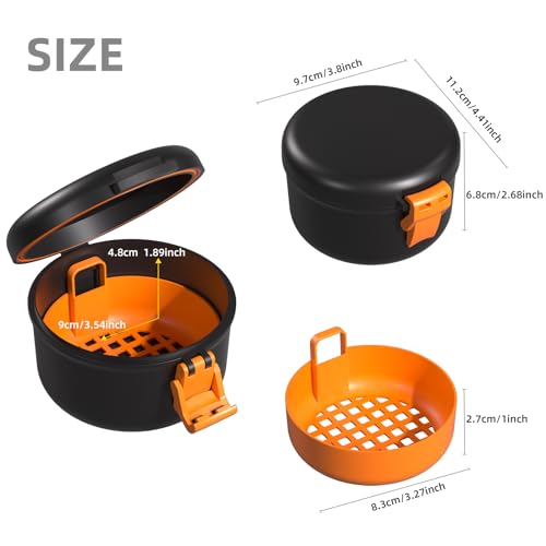ARGOMAX Leak Proof Retainer Cleaner Case, Denture Cups for Soaking Dentures, Denture Travel Case (Black + Orange).