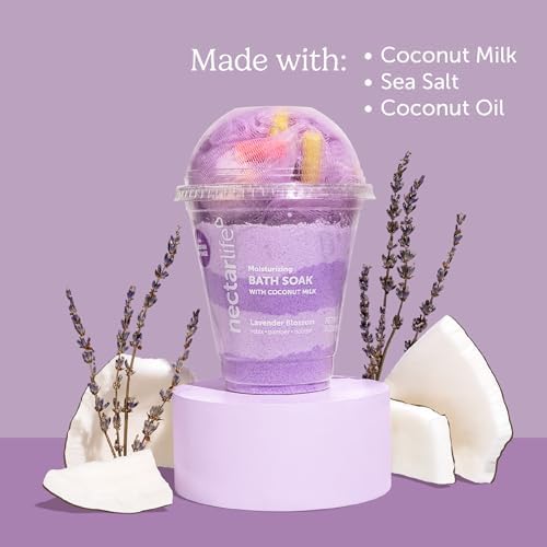 Bath Soak, Salt Bath, Bubble Bath, Natural Detox Foaming Body Soak, Foot Soak, Vegan Body Skin Care, 9 oz. (Lavender)