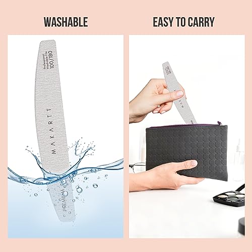 Makartt Nail File, 100/180 Grit 20 Pcs Nail Files for Natural Nails, Professional Strong Emery Boards for Nails Doubled Sides Washable Fingernail Files Manicure Tool Set