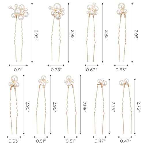 SWEETV 9 Pieces Bride Hair Accessories Pearl Wedding Hair Pins Leaf Bridal Hair Piece Vintage Hair Headpiece Leaf Hair Clips Jewelry for Women Bridesmaids Brides Flower Girls