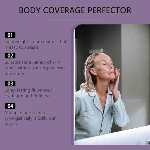 Beauty Body Coverage Perfector with Brush, 2-in-1 Body Camouflage and Illuminator, All over Complexion Perfector with Brush, Long-Lasting Natural Gloss Body Concealer (Dark skin color)
