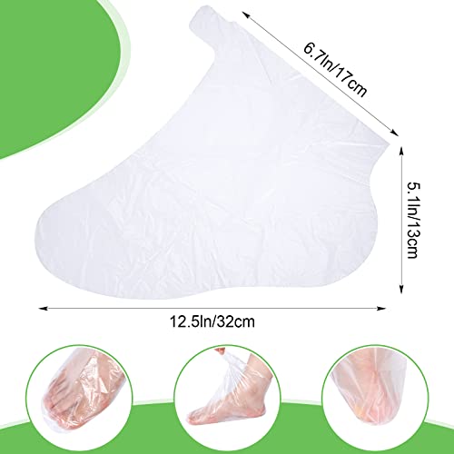1500 Pcs Disposable Plastic Foot Covers for Feet Paraffin Bath Liners for Foot Pedicure Foot Moisturizing Socks Spa Feet Care Hot Wax Therapy Booties Bags Covers with Stickers for Snug Closure