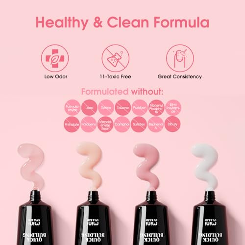 ROSALIND Poly Nail Gel Kit -8 Colors + White Brown Accessories Clear Nude Poly Nails Gel Starter Kit With Slip Solution Nude Pink Extensions Set with Mini UV Lamp