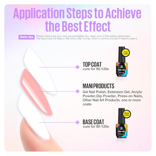 MEFA 72W White UV Nail Lamp with Gel Base and Top Coat, UV Light for Nails with 3 Timers, 21pcs Lamp Beads , Light with Gel Top Coat for Women Home Salon