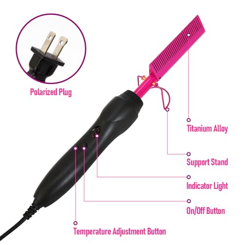 Electric Hot Comb Hair Straightener Electrical Straightening Comb Curling Iron for Natural Black Hair Wigs Pressing Combs with Lace Glue Hair Wax Stick Edge Control Set