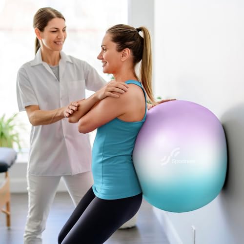 Sportneer Extra Thick Exercise Ball - 25.6''Yoga Ball with Quick Pump - Anti-Burst and Slip Resistant Fitness Ball Chair for Pregnancy and Physical Therapy (Blue Purple)