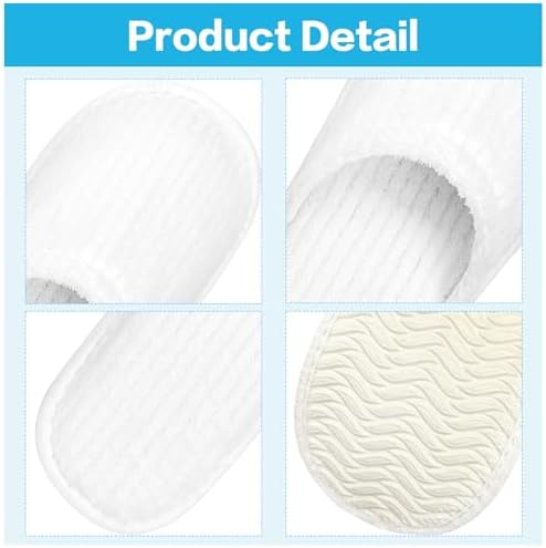 20 Pairs Bulk Disposable Slippers, White Soft Coral Fleece Spa Slippers for Guests, Comfortable Non-slip Closed Toe Slippers for Adults Hotel Travel Party House Bathroom