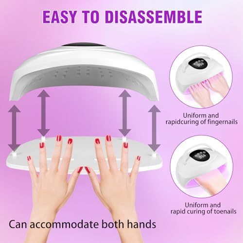 320W LED Nail Lamp,UV Nail Dryer for Dual Hands Gel Polish, 4 Timers 72Pcs Lamp Beads UV Nail Lamp Professional Nail Dryer Light, Automatic Sensor for Fingernail and Toenail
