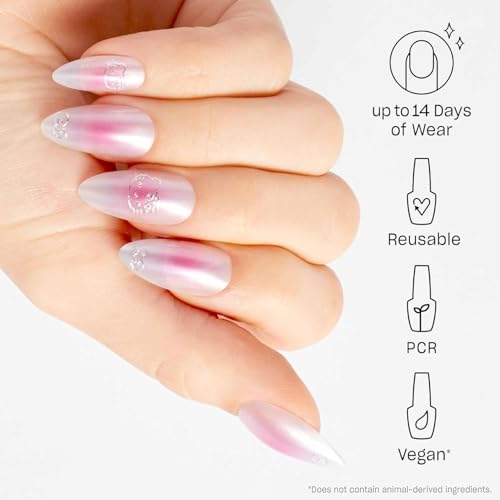 OPI xPRESS/ON Press on Nails | Long Almond Shape Nail Art | 30 Count With Glue | Instant Gel-Like Salon Manicure | Hello Kitty Limited Edition Collection