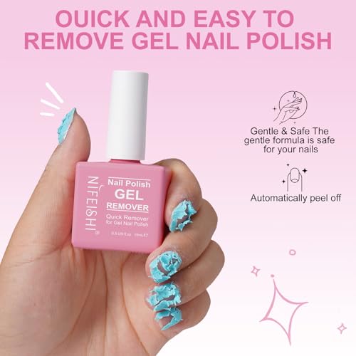Gel Nail Polish Remover, (2PCS) Professional Gel Polish Remover for Nails, No Need for Foil, Quick & Easy Polish Remover In 2-5 Minutes, 0.5 Fl Oz