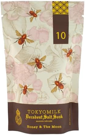 TokyoMilk Honey & The Moon Salt Soak, 10oz., 283 g – Honey, Sugared Violet, Jasmine, Sandalwood – Bathtub Accessories, Bath Salts for Women, Bath Products, Scented Luxury Bath Salts