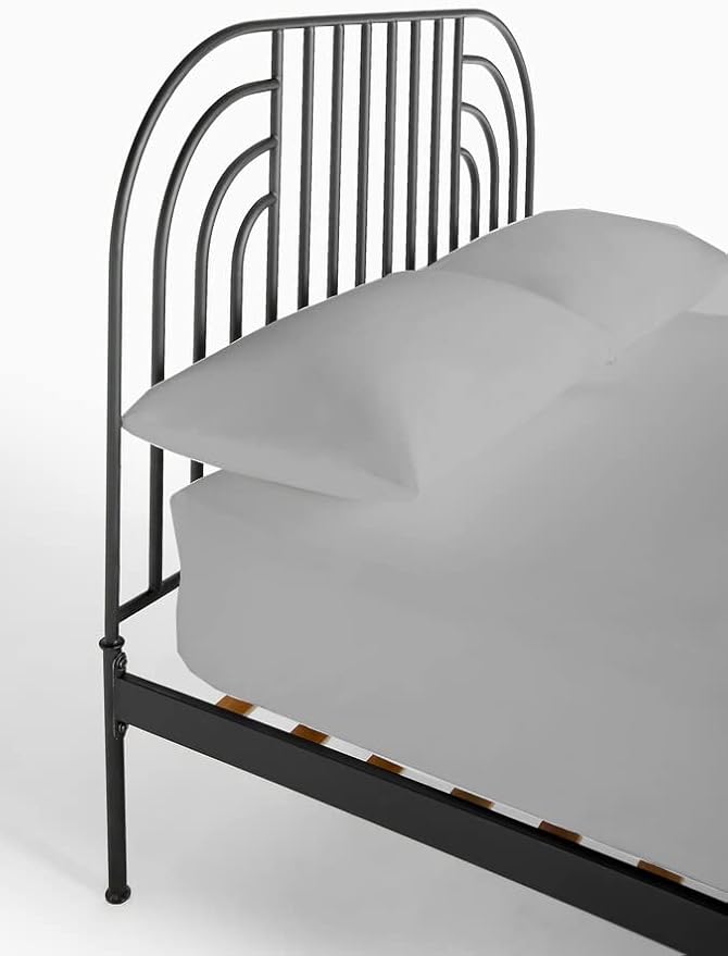 4 PC Cot Sheet Set 33x75, 100% Cotton Fitted Cot Sheet- Perfect for Narrow Twin/Rv Bunk/Camping Cot/Guest Bed Replacement, Sheets for Cot Bunk Bed-Fits Upto 4-8" Deep Mattress- Light Grey Solid