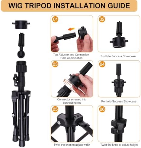 PWEOUKE 22 Inch Canvas Wig Head with Stand for Wigs ,Height Adjustable Wig Stand Tripod with Canvas Block Wig Head,Manikin Head Block Set for Cosmetology with Wig Stand and Storage Bag 22 Inch