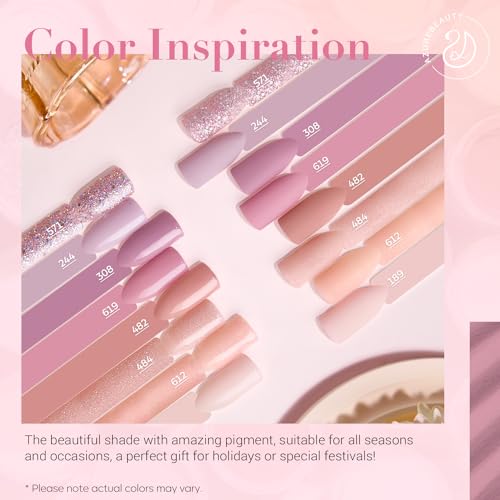 AZUREBEAUTY 30Pcs Dip Powder Nail Kit with Matte Top Coat, 8 Neutral Nude Lilac Colors, Starter Set