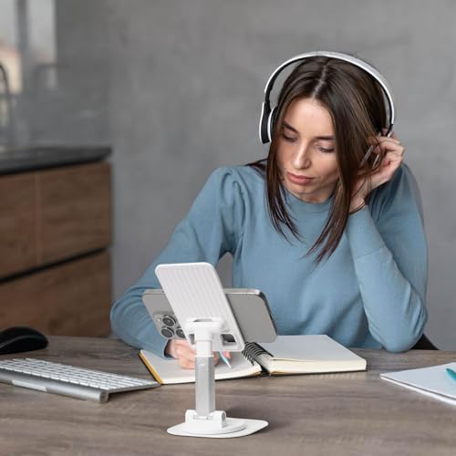 Ethereal Nightingale Bird Cell Phone Stand 360° Adjustable Desktop Phone Holder Cradle Compatible With Most Mobile Phones White