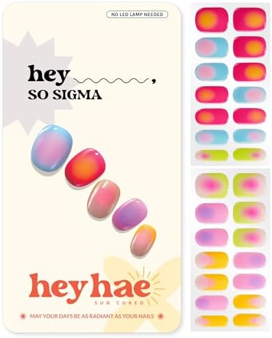 Semi Cured Gel Nail Strips | No LED Lamp Needed | Spring, Marble, Pink | Easy Apply & Remove, Salon Quality | Includes 28 Strips, 1 Prep Pads, Nail File & Wooden Stick - Hey, So Sigma