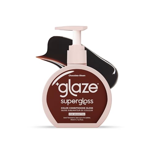 Glaze Supergloss Color Conditioning Gloss With Dispensing Pump – Hydrating Semi-Permanent Color Hair Gloss & Shine Boost – For Dark Brown Hair – 6.4 Fl Oz - Chocolate Gleam
