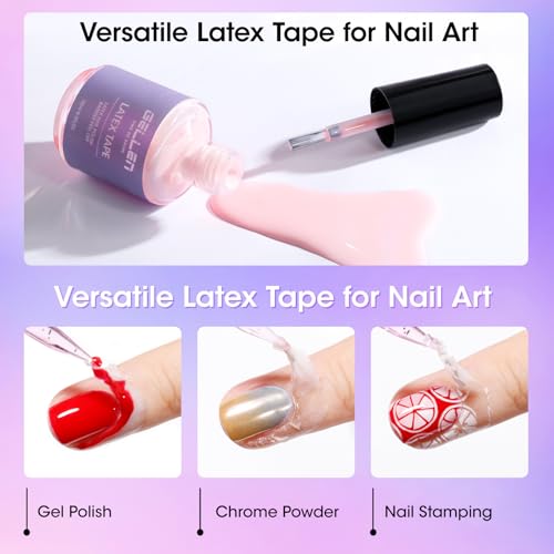 Gellen Gel Polish Remover Kit for Nails, Gel Nail Polish Remover 3-5 Minutes Removal, Pink Liquid Latex Tape Easy to Peel Off, with Manicure Tools, Fast & Easy Removedor de Esmalte Gel