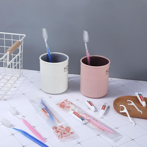 200 Sets Bulk Disposable Toothbrushes Toothpaste Floss Individually Wrapped Dental Floss Pick Kit Homeless Hygiene Kit Bulk Homeless Care Package Supplies for Travel Hotel (Light Blue Pink)