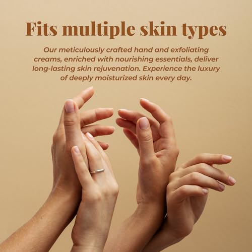 BODY & EARTH # LOVE Hand Cream Gift Set for Women, Hand Lotion Gift for Mothers Day, Travel Size Lotion, Repair & Moisture Dry Hands, 2 Hand Cream & Exfoliating Cream, Skin Care Birthday Gift for Her
