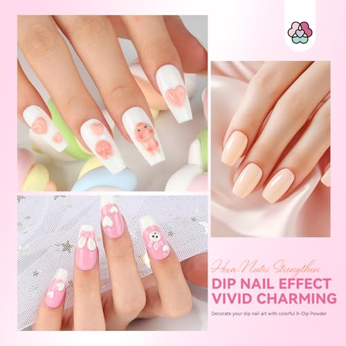 SAVILAND Dip Powder Nail Kit Starter: All Season Dip Nail Starter Kit Set with 4 Colors Clear White Nude Dipping Powder 2-in-1 Dip Base & Top Activator for French Nail Art Manicure DIY Home