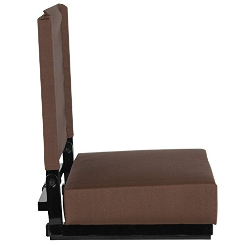 Flash Furniture Grandstand Portable Stadium Seat for Bleachers or Benches, Folding Padded Stadium Chair with Carrying Handle, 500 lb. Weight Capacity, Brown